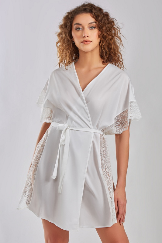 White Bridal Lace Kaftan Robe