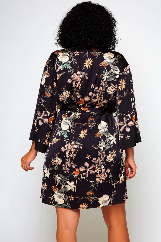 Plus Size Amelia Nature Print Satin Robe image 1