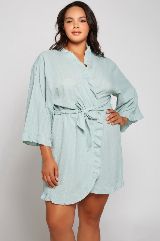 Plus Size Mint Claire Cotton Robe