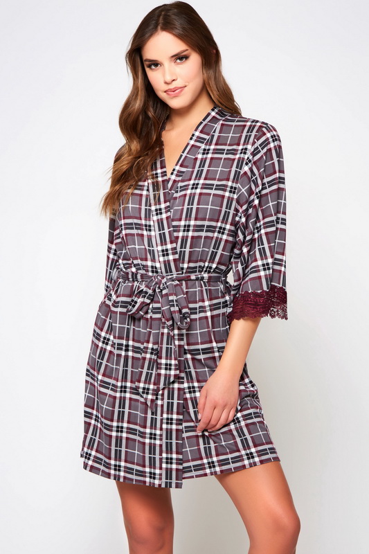 Grey Plaid Jessie Robe