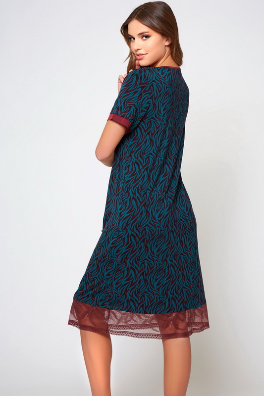Teal & Burgundy Sylvie Zebra Print Nightgown image 1
