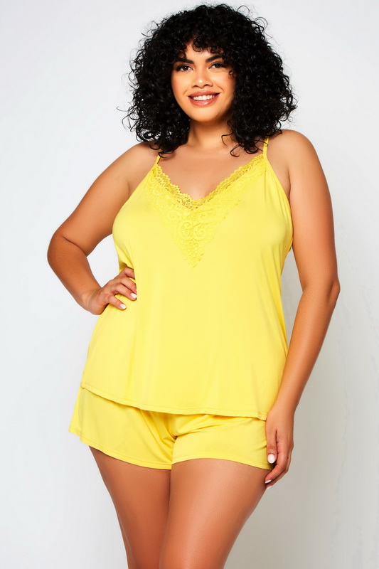 Plus Size Zennie Yellow Cami & Shorts