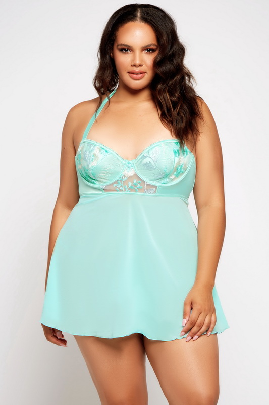 Plus Size Sophie's Mint Halter Babydoll