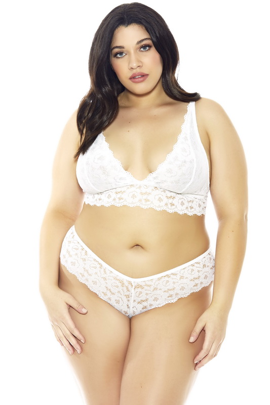 Plus Size White Lace Bralette image 1