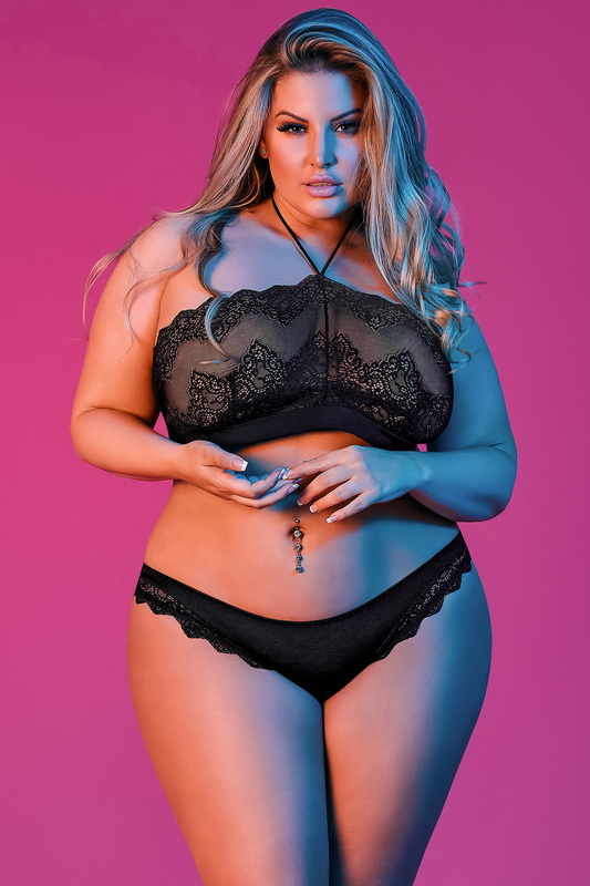 Plus Size Sexy Time Halter Bandeau & Panty Set