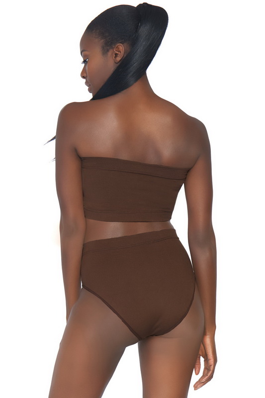 Dark Brown Opaque Top & Brief image 1