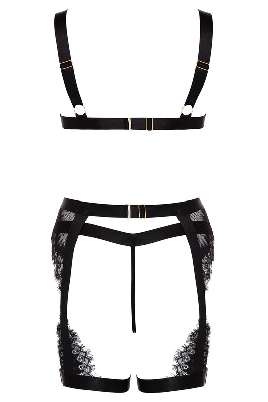 Black Snake Print Eyelash Lace Lingerie Bra Set image 1