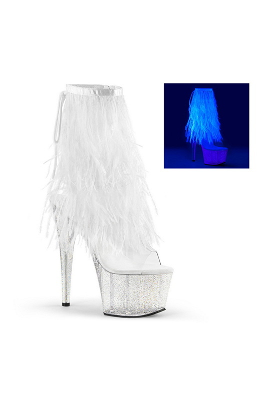 Pleaser 7" Heel UV Blacklight Open Toe Ankle Boots