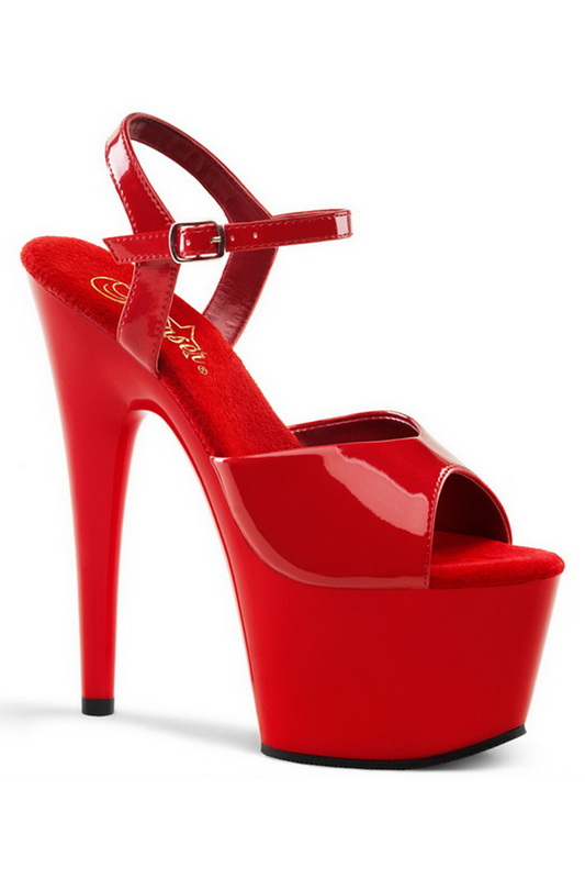 7" Heel Red Platform Ankle Strap Sandals