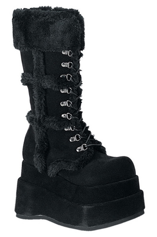 Demonia 4 1/2" Stacked Platform Mid-Calf Boots