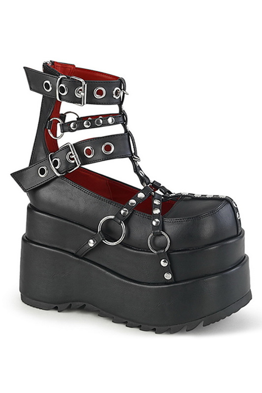 Demonia 4 1/2" Tiered Platform Caged Booties