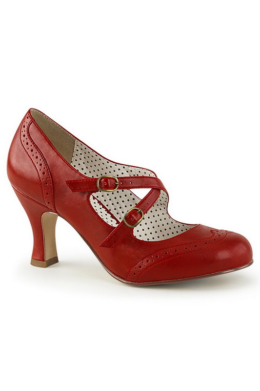 3" Kitten Heel Red Faux Leather Pumps