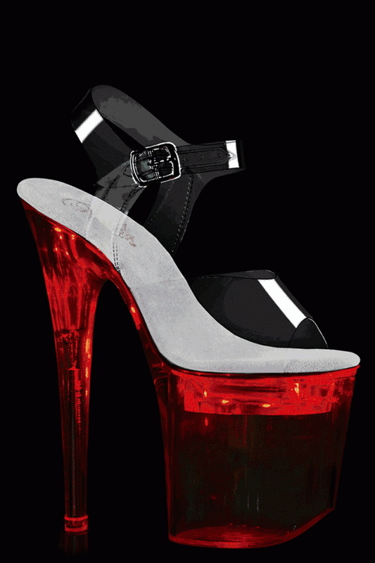 8" Heel Clear LED Light-Up Platform Ankle Strap Sandals