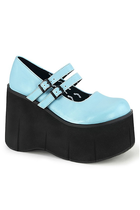 4 1/2" Platform Baby Blue Vegan Leather Maryjanes