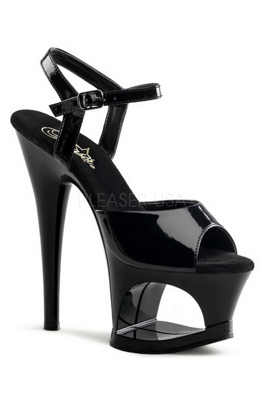 Black Stiletto Heel Moon Cutout Platform