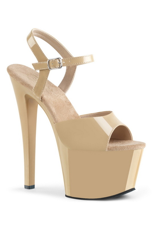 Cream Patent Ankle Strap 7" Heels