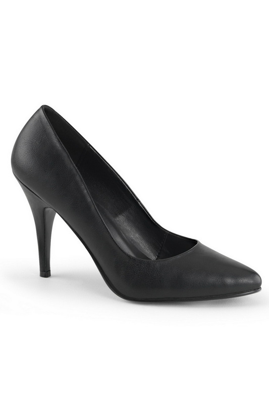 Pleaser 4" Heel Black Faux Leather Classic Pumps