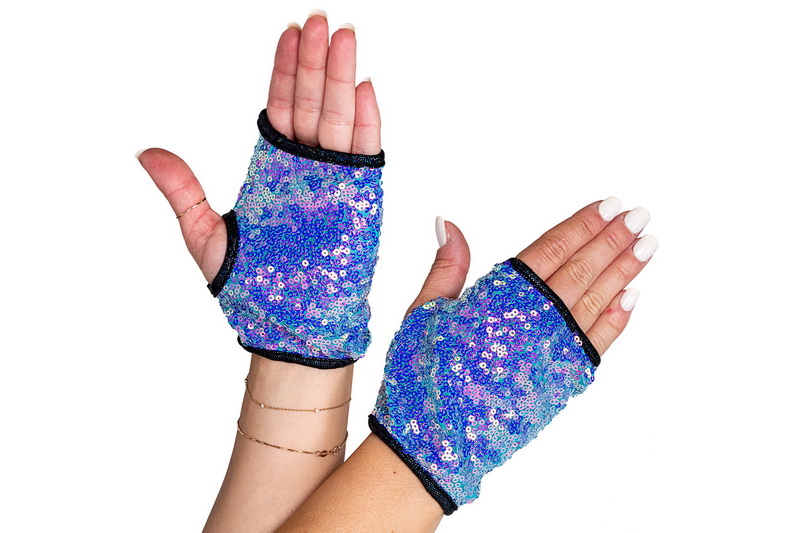 Jade Open Finger Sequined Gloves