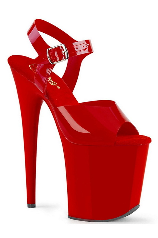 8" Heel Red TPU Ankle Strap Sandals