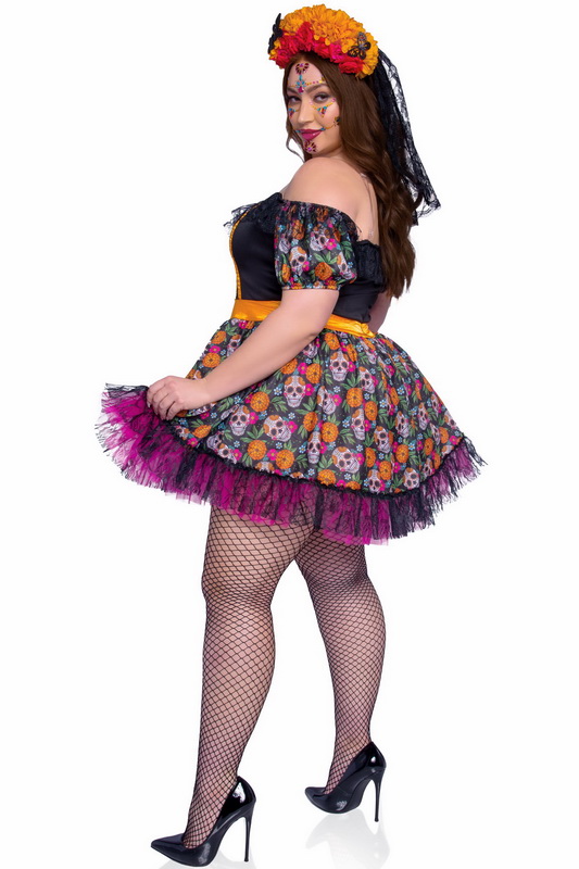 Plus Size Marigold Catrina Sugar Skull Costume image 1