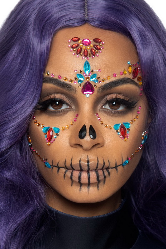 Day Of The Dead Adhesive Face Jewel Stickers