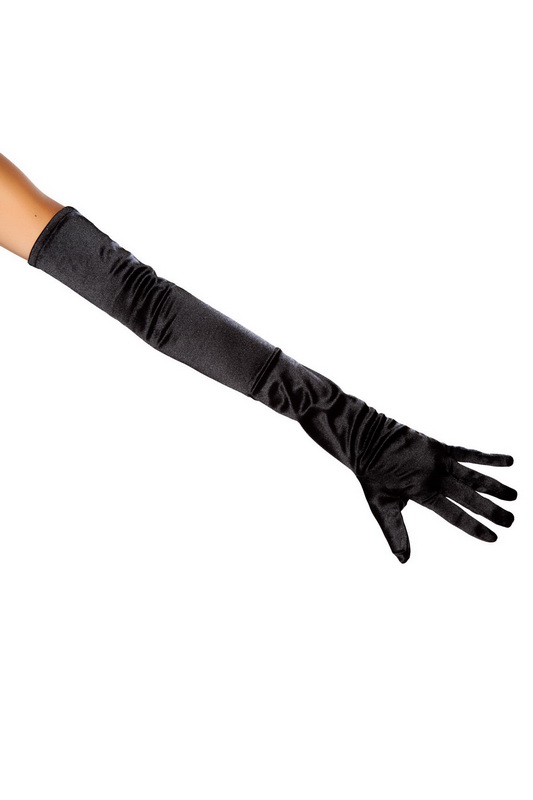 Black Stretch Satin Gloves