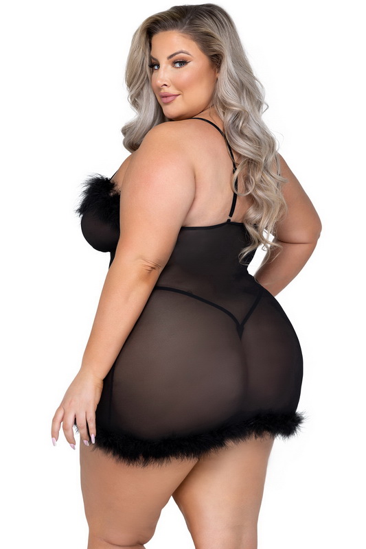 Plus Size Black After Hours Lingerie Chemise image 1