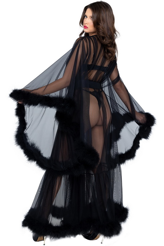 Black Hollywood Glam Luxury Robe image 3