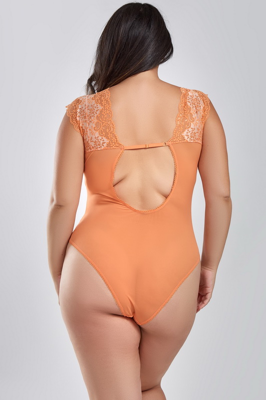 Plus Size Coral Lace & Lurex Deep V Lingerie Teddy image 1