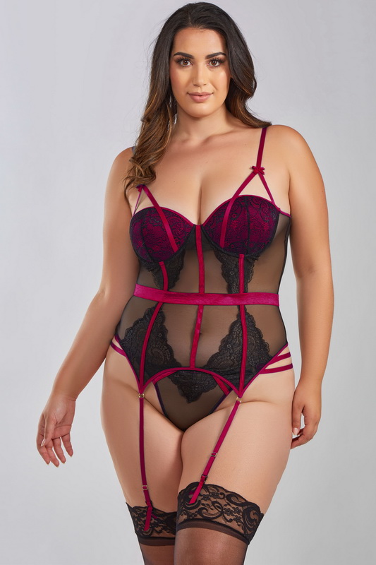 Plus Size Black & Magenta Moonlit Nights Bustier