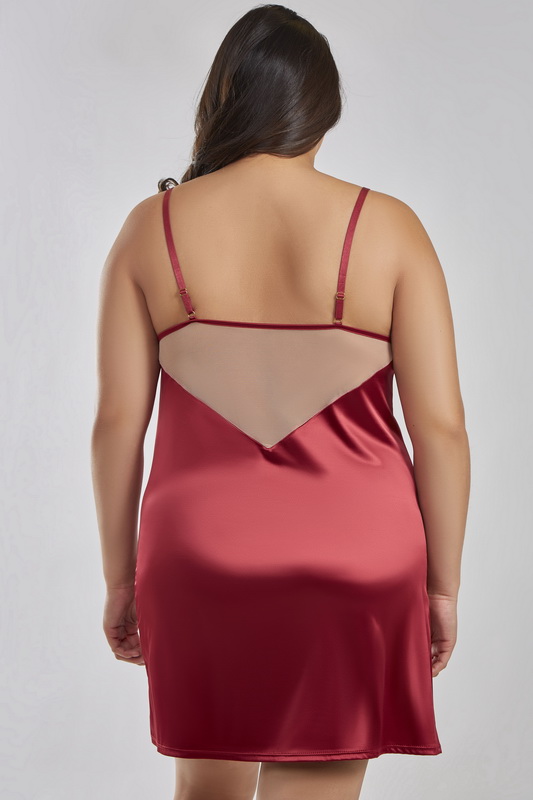 Plus Size Burgundy Brittany Satin Lingerie Chemise image 2