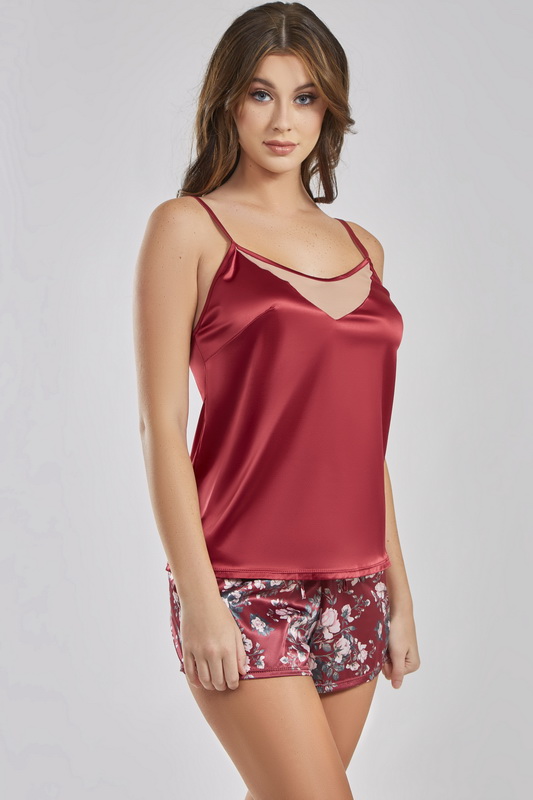 Burgundy Brittany Satin Cami & Shorts image 1