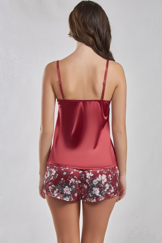 Burgundy Brittany Satin Cami & Shorts image 2
