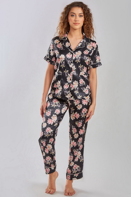 Floral Flair Short Sleeve Pajamas - Spicy Lingerie