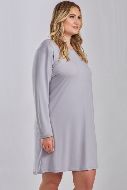Plus Size Grey Area Long Sleeved Sleep Shirt image 1