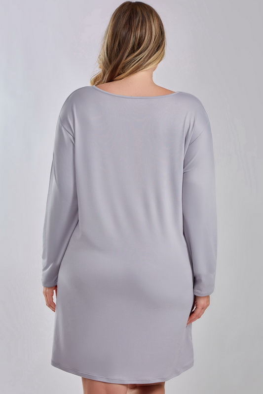 Plus Size Grey Area Long Sleeved Sleep Shirt image 2