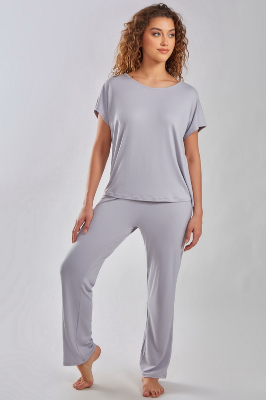 Plus Size Grey Area Short Sleeved Pajamas