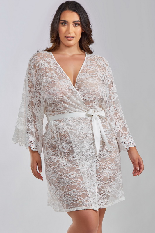 Plus Size New Traditions Lace Robe