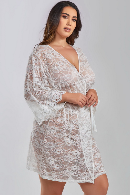 Plus Size New Traditions Lace Robe image 1