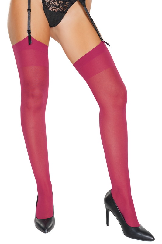 Raspberry Sheer Plain Top Stockings