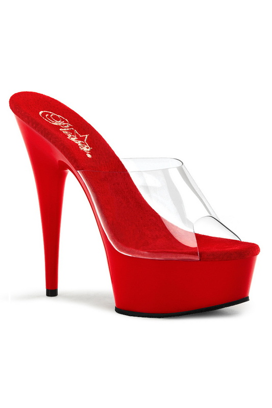 6" Clear & Red Open Toe Heels