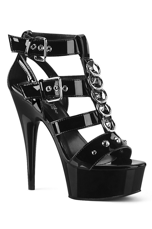 Black Patent Fierce Buckle Stiletto Heels