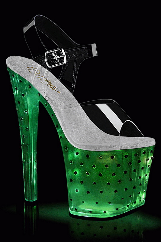 7 1/2" Light Up Studded Platform Ankle Strap Sandals