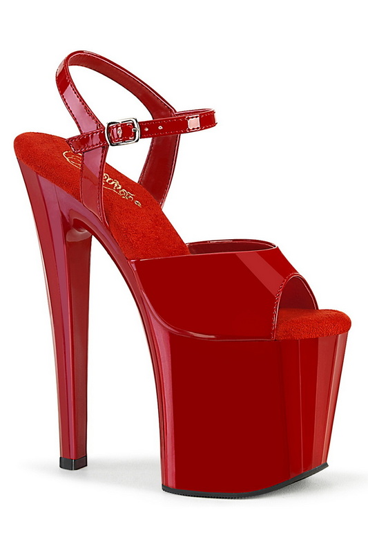 7 1/2" Red Patent Prismatic Ankle Strap Sandals