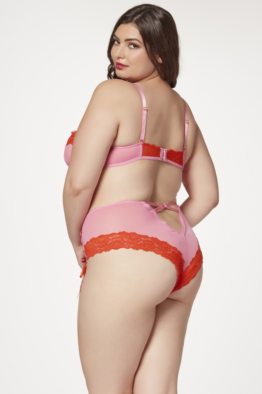 Plus Size Pink & Red Lucid Fantasy Lingerie Bra Set image 2