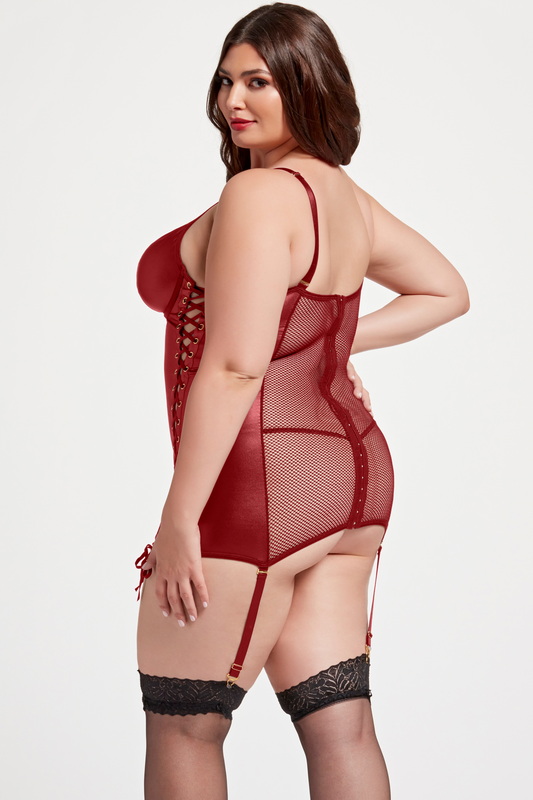 Plus Size Wine Midnight Love Vegan Leather Lingerie Chemise image 2