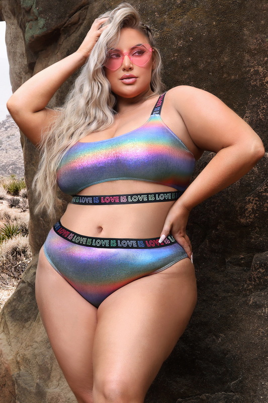 Plus Size Love Is Love Pride Bralette Set