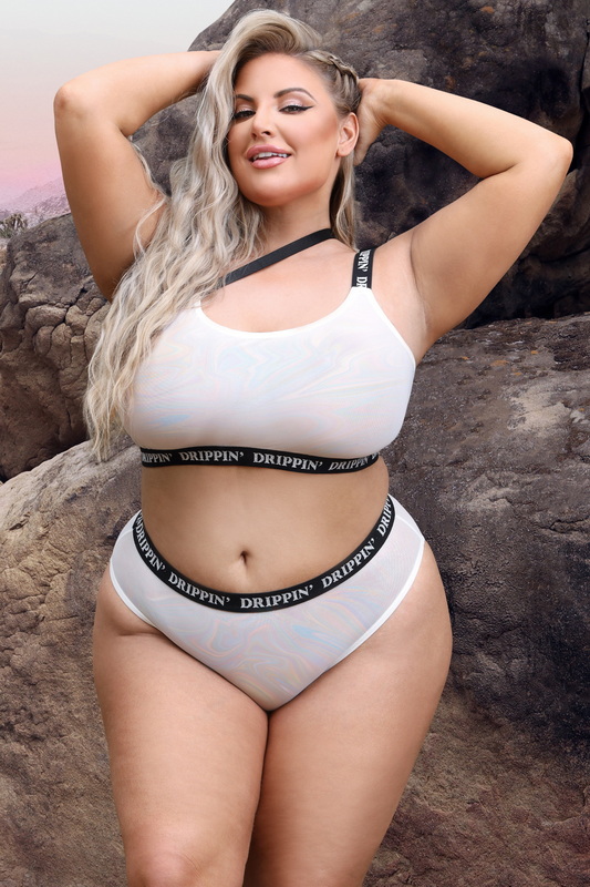 Plus Size Drippin Crop Top and Bottoms Festival Set