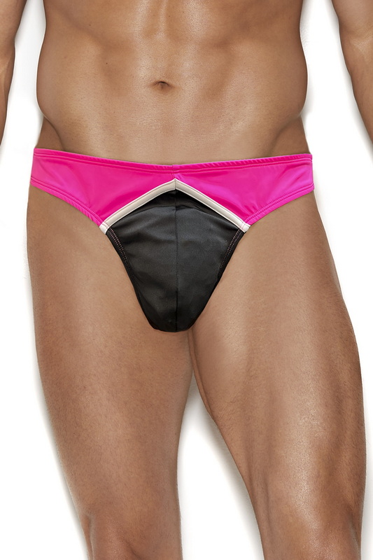 Men's Black & Neon Pink Thong