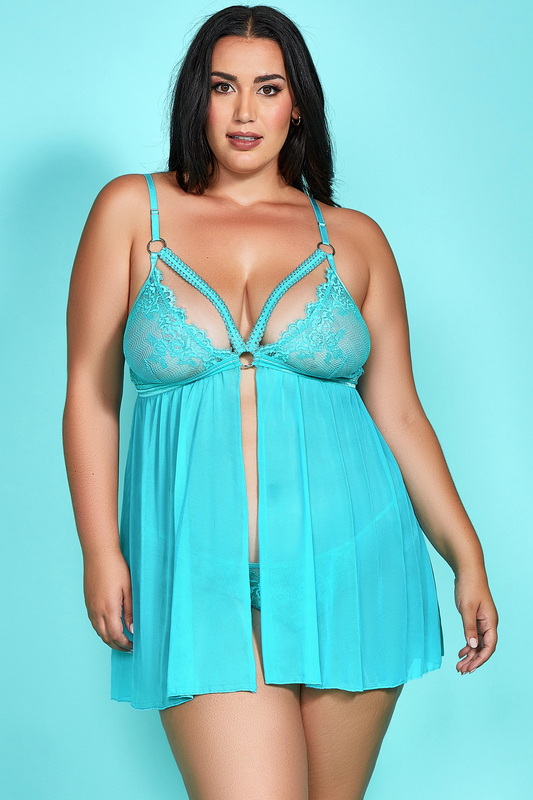 Plus Size Riley Flyaway Lingerie Babydoll & Panty